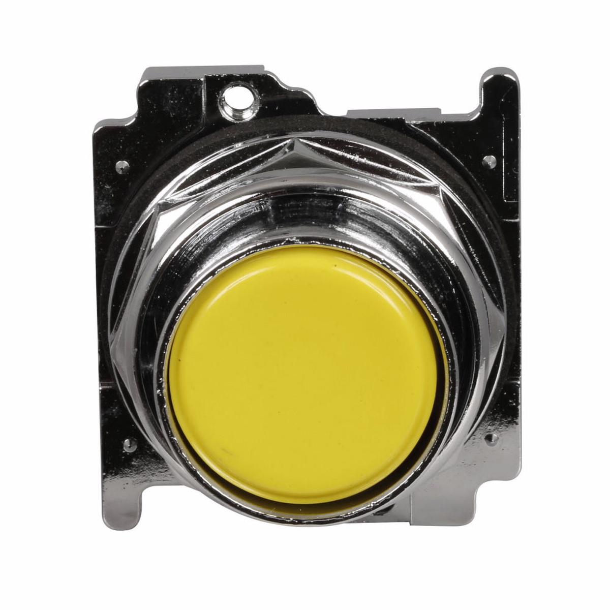 10250T104 – Cutler Hammer 30.5mm Heavy-Duty Yellow Momentary Flush Mount Pushbutton, Non-Illuminated, NEMA 3/4/4X/12/13/3R Rated