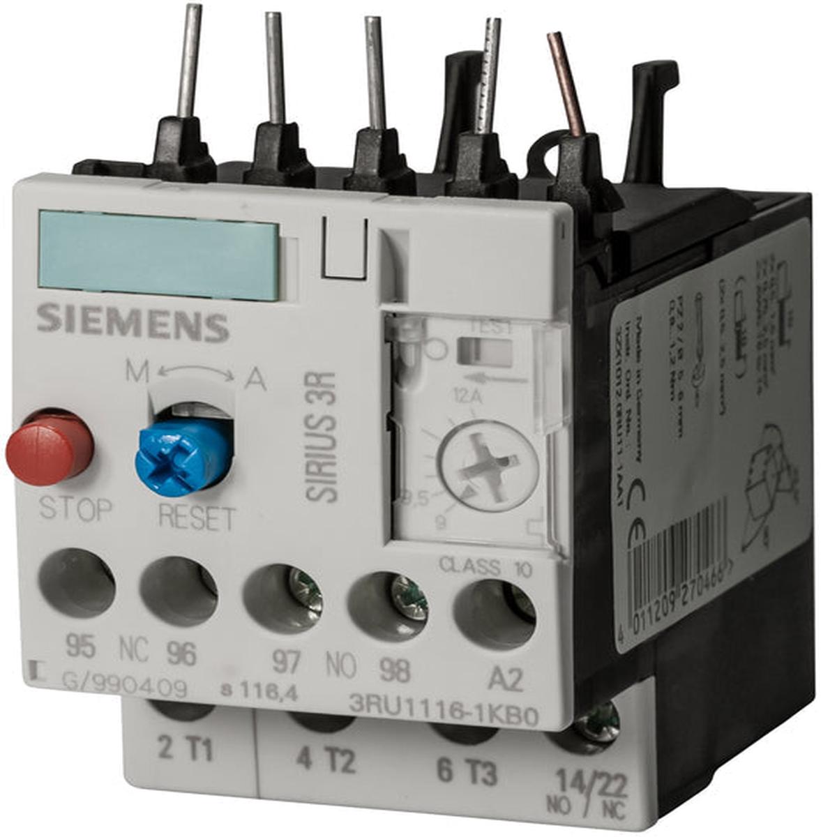 3RU1116-0BB0 – Siemens 0.14-0.20A Thermal Overload Relay for S00 Contactors Class 10 Trip