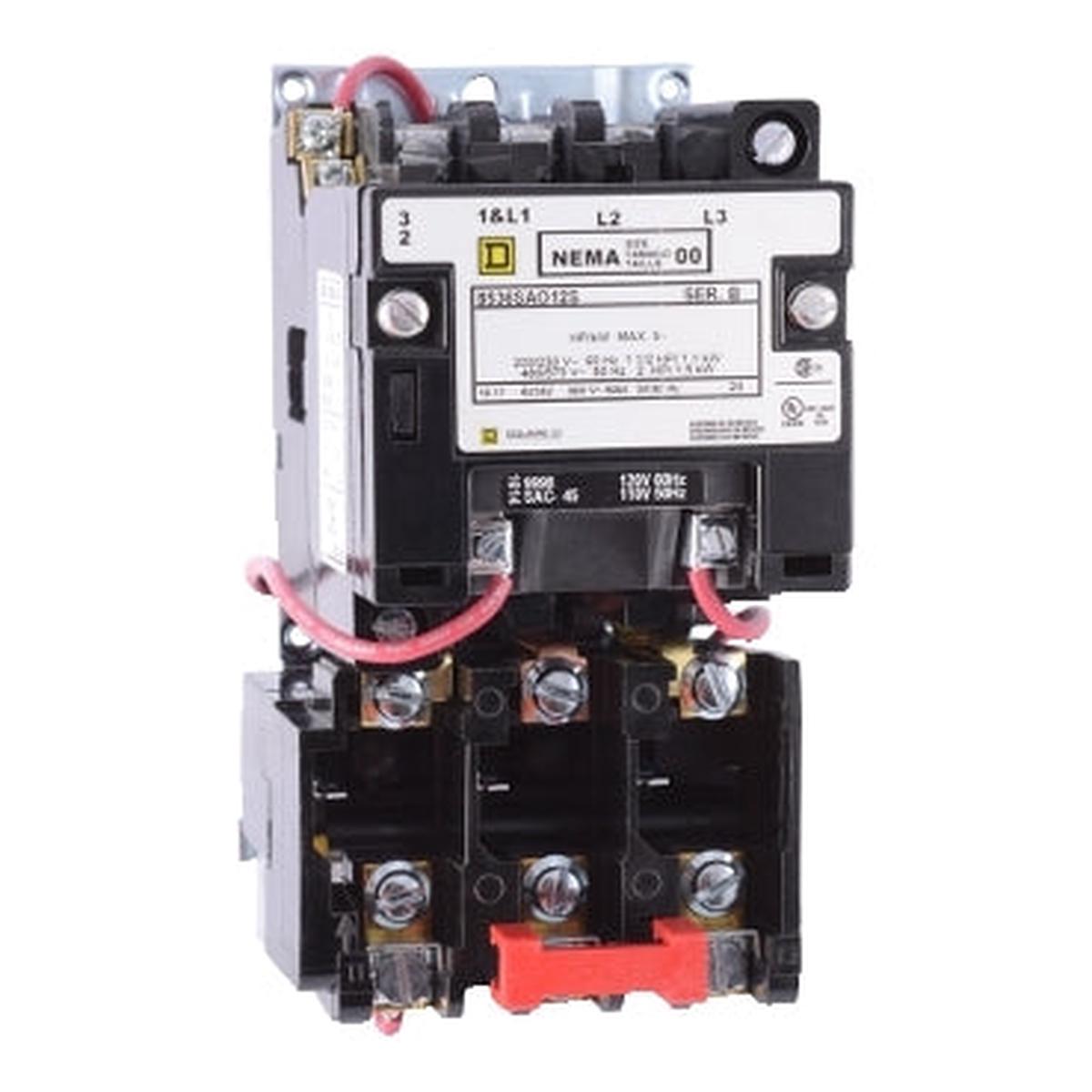 8536SCO1V02S – Square D 27A 600V 2-Pole Non-Reversing Motor Starter Type S, 120VAC Coil, NEMA Size 1