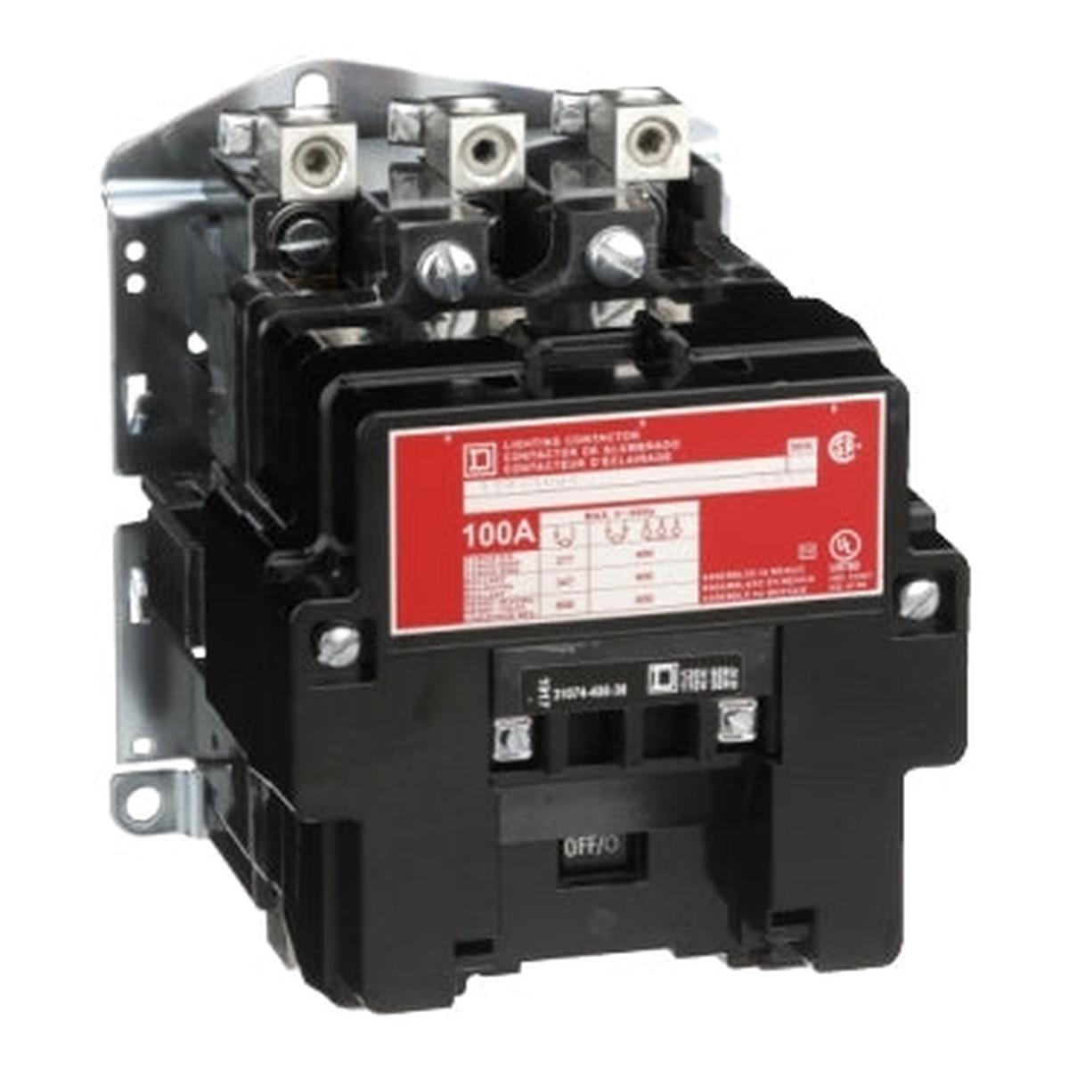 8903SQO2V02 – Square D 100A 3-Pole 110/120VAC Electrically Held Lighting Contactor Open Type