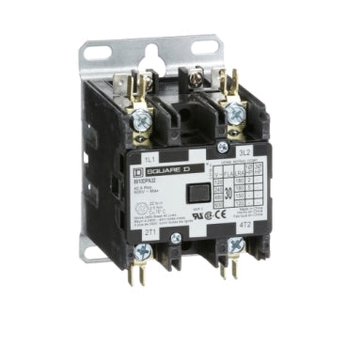 8910DPA32V04 – Square D 30A 2 Pole 1 Phase Definite Purpose Contactor 277V Coil 8910 Frame