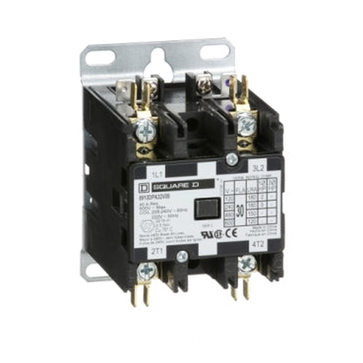 8910DPA32V09 – Square D 30A 240V 2-Pole Definite Purpose Contactor, 1 Phase, Panel Mount