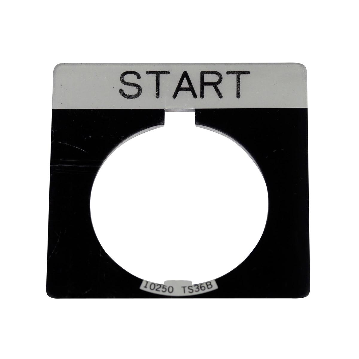 10250TS80 – Eaton 10250T Series Pushbutton Legend Plate, Square, Black with White POWER ON Legend