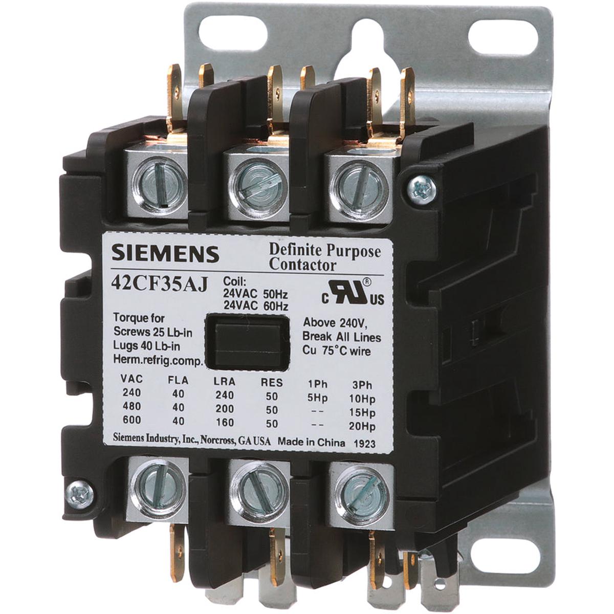 42CF35AJ – Furnas 40A 600V 3-Pole Definite Purpose Contactor with 24V Coil