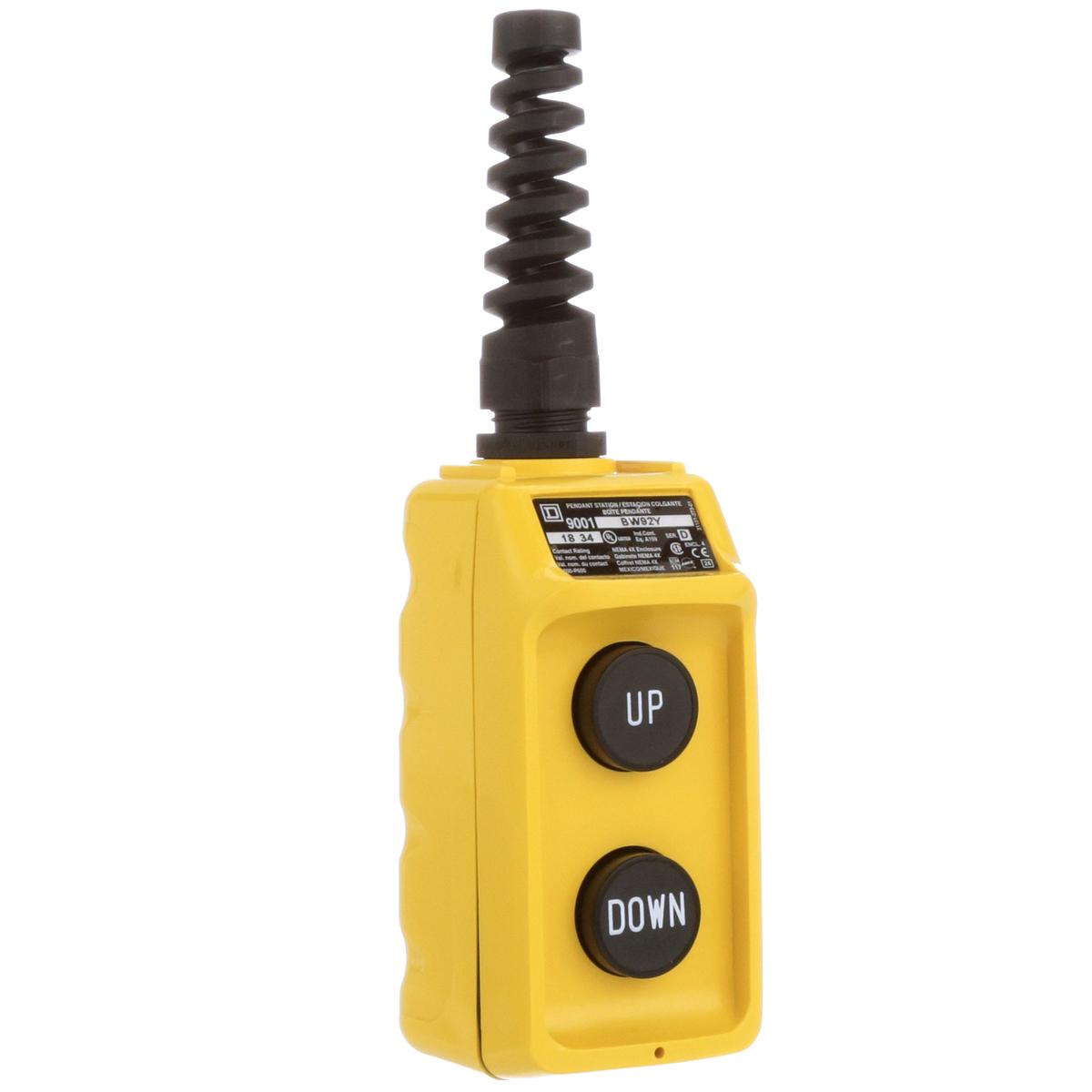 9001BW92Y – Square D 2-Pole 600V Motor Control Pendant Station, Thermoplastic Enclosure