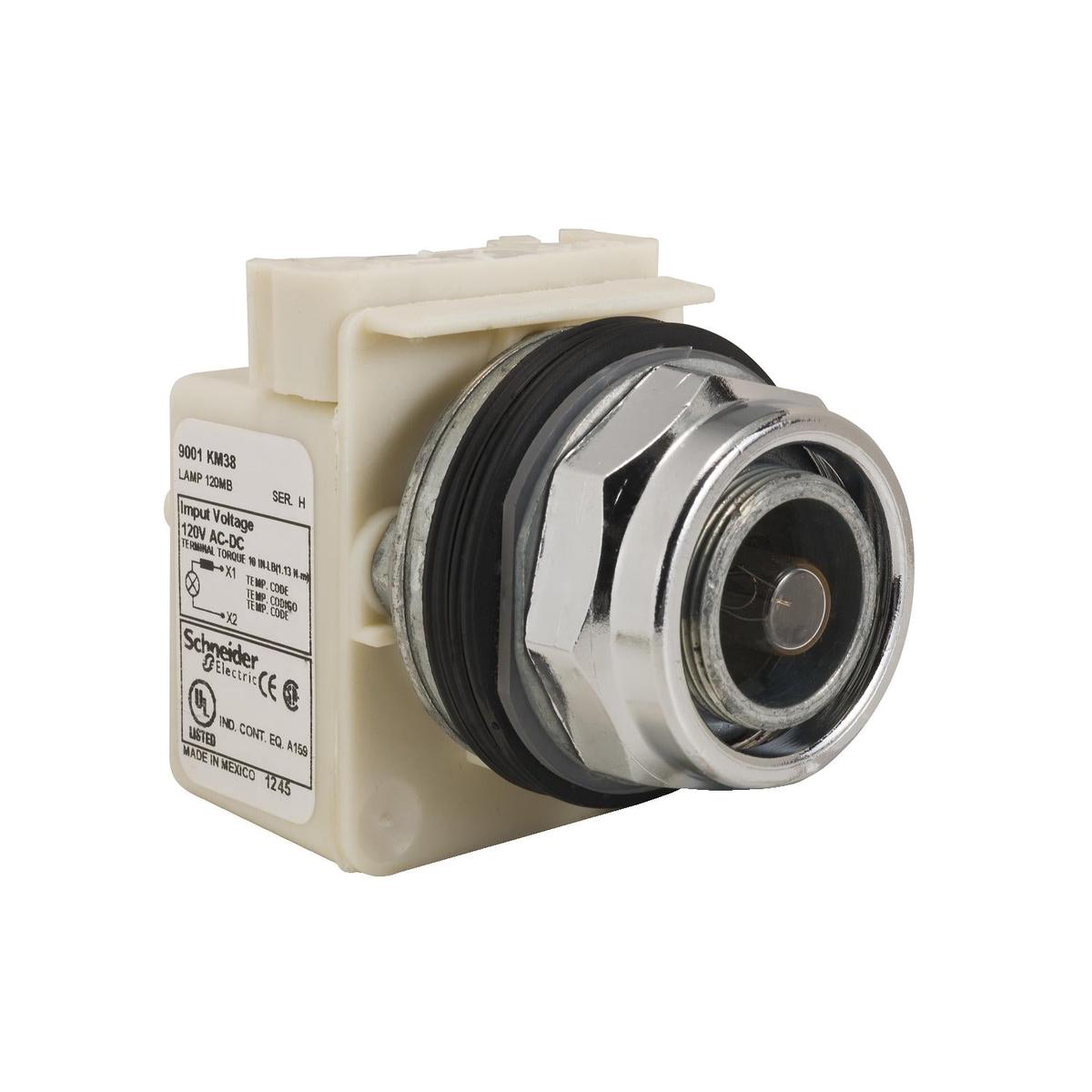9001KP38 – Square D 30mm 120VAC/VDC Metal Bezel Standard Round Pilot Light