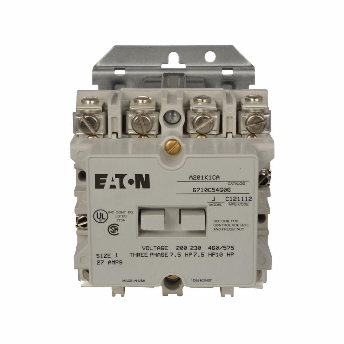 A201K1EA – Cutler Hammer 27A 5-Pole Non-Reversing Motor Control Contactor Size 1