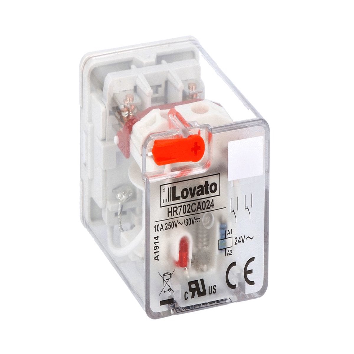Lovato Electric 11-PIN Industrial relay with LED state indicator and mechanical actuator – HR703CA230 (MOQ 10 pcs)