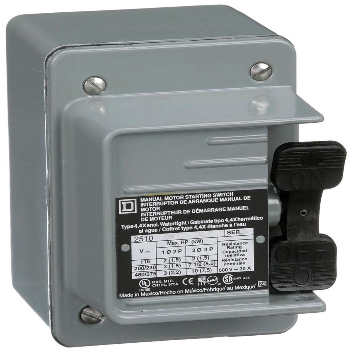 2510KW6 – Square D 30 Amp 600 VAC 3-Pole Manual Motor Switch Type K