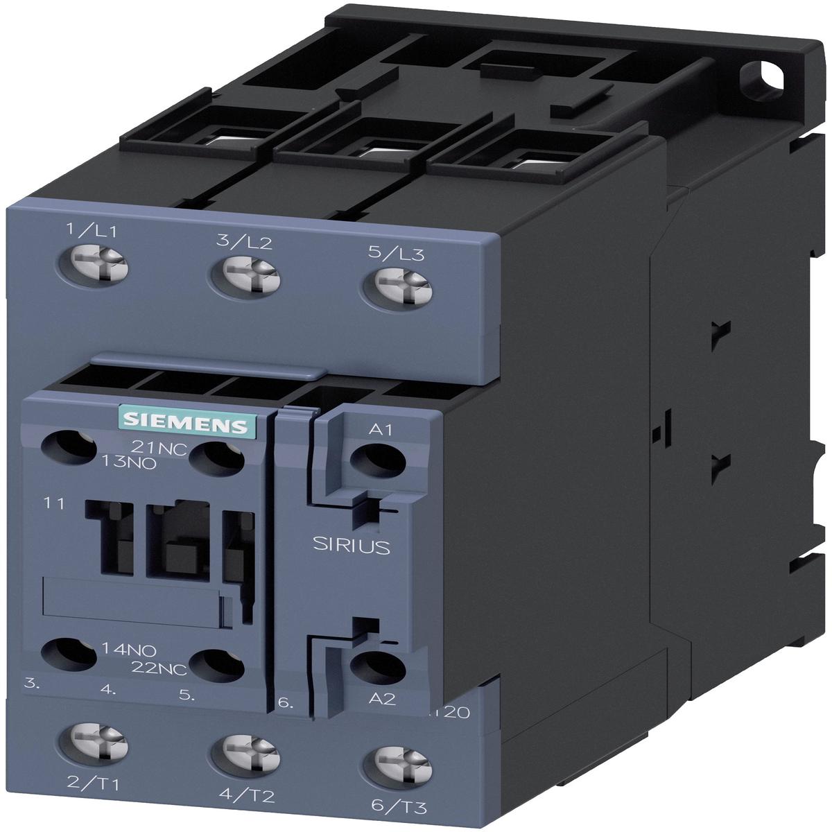3RT2035-1NB30 – Siemens 40A 3-Pole Motor Contactor 20-33V AC/DC Coil S2 Frame DIN Rail Mount