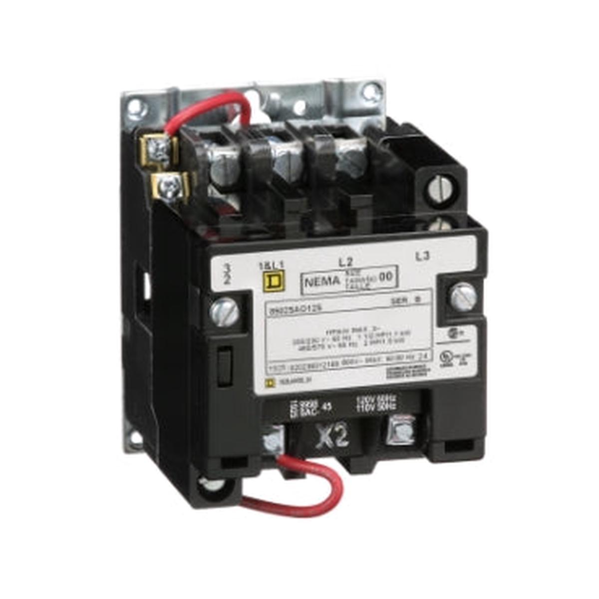 8502SBO1V02 – Square D NEMA Type S 2-Pole 18A 120VAC Non-Reversing Contactor