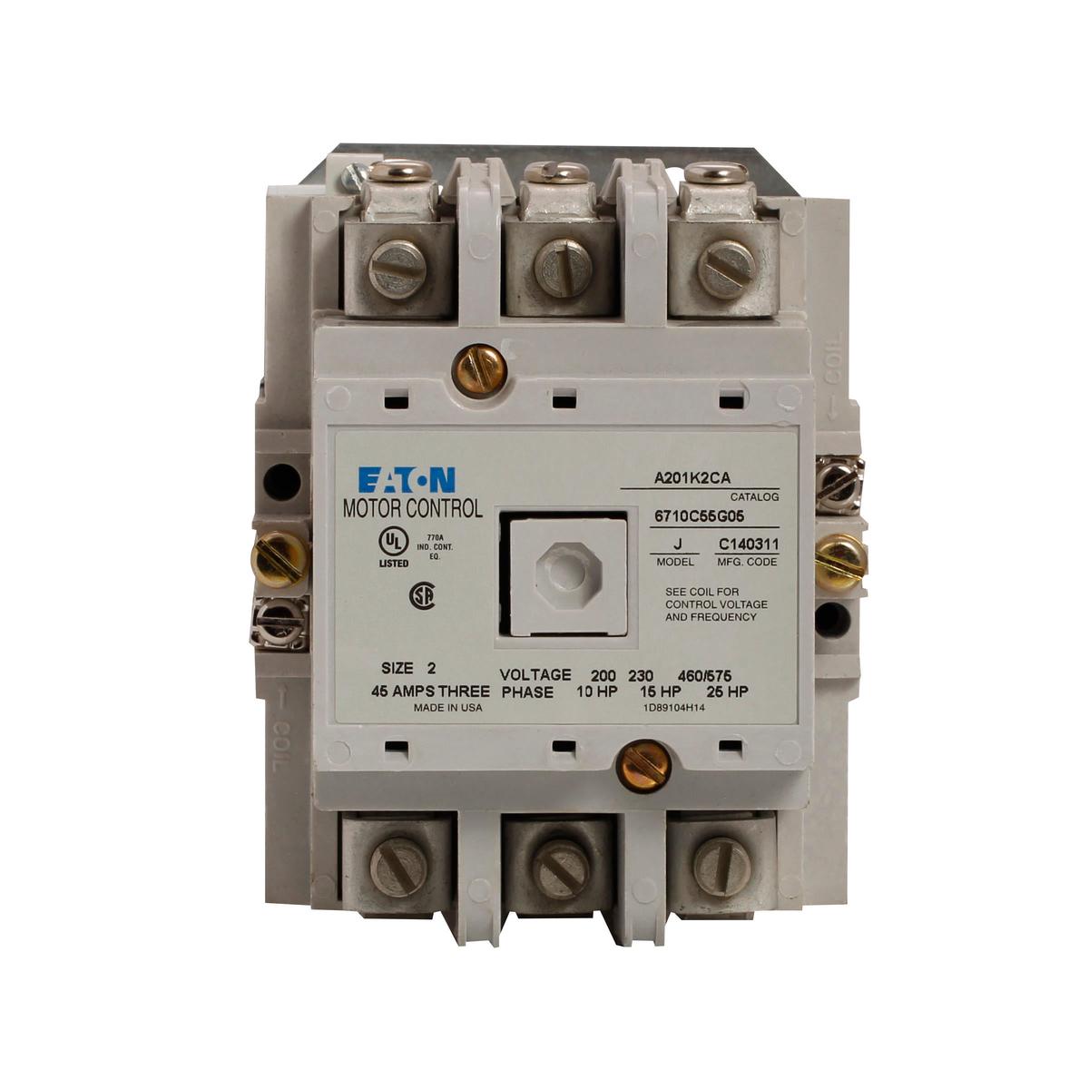 A201K2EA – Cutler Hammer Eaton 45A 600V 5-Pole Non-Reversing Motor Control Contactor NEMA 2 Frame