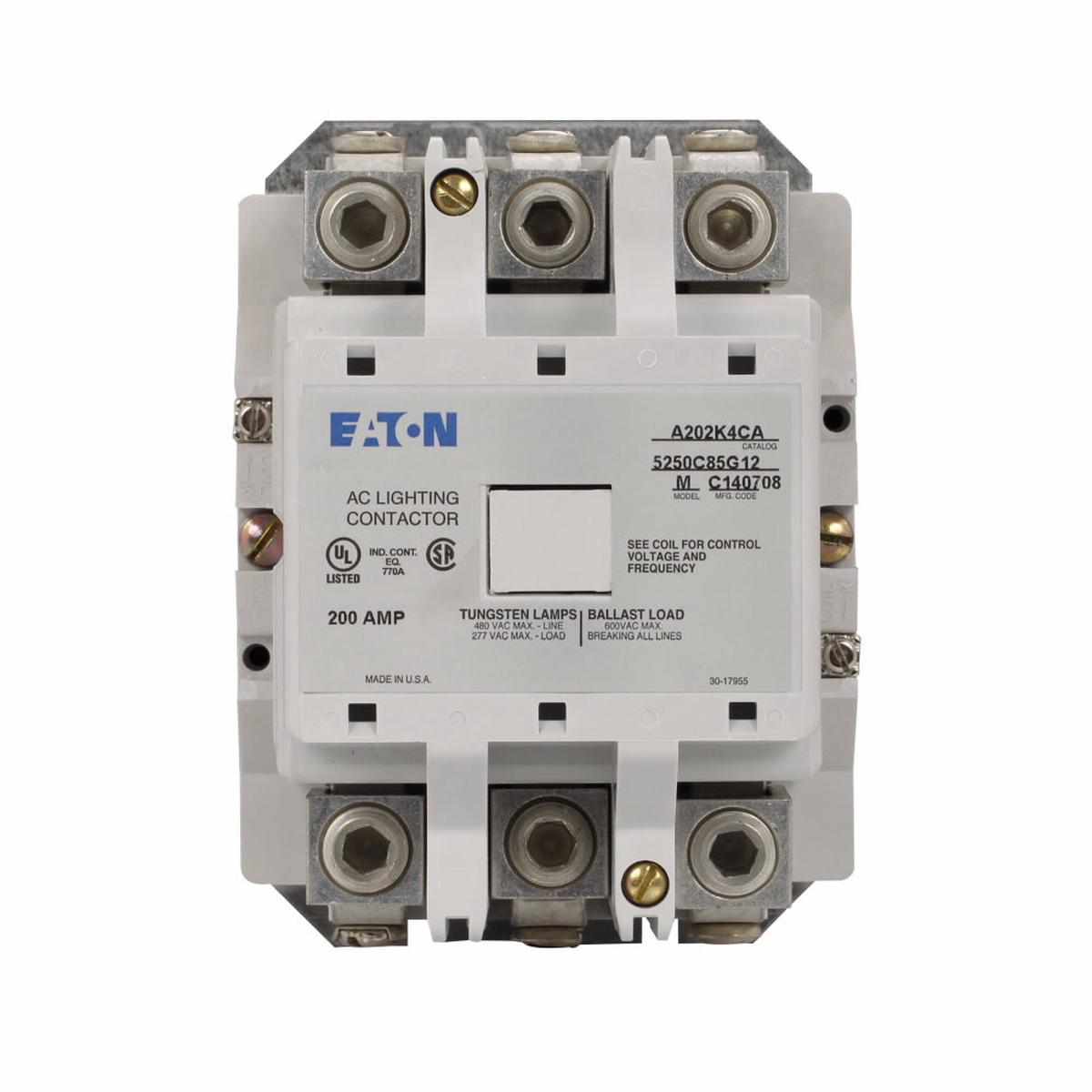A202K4CAM Cutler Hammer A202 Contactor 3 pole 3 phase 600V 200A 110V coil