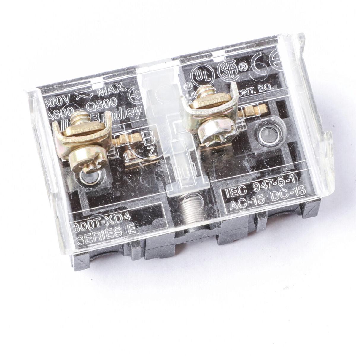 800T-XD4 – Eaton 30mm 1NC Late Break Contact Block, 10A 600VAC, Shallow Mount, NEMA 4/13, Motor Control Accessory