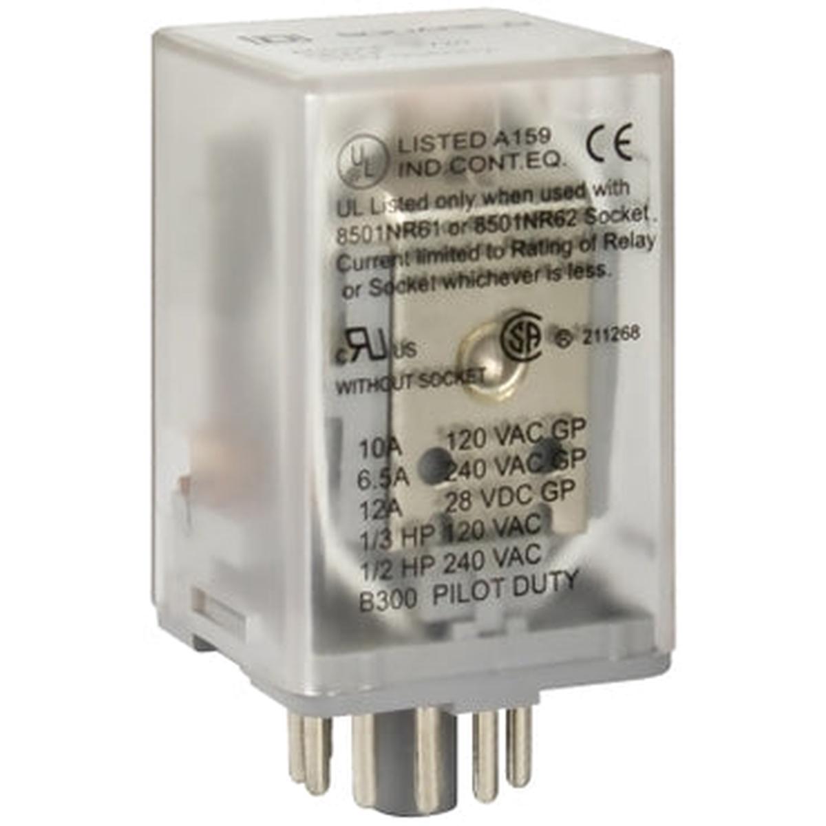 8501KP12V24 – Square D 10A 240VAC 2PDT Ice Cube Relay Socket Mount