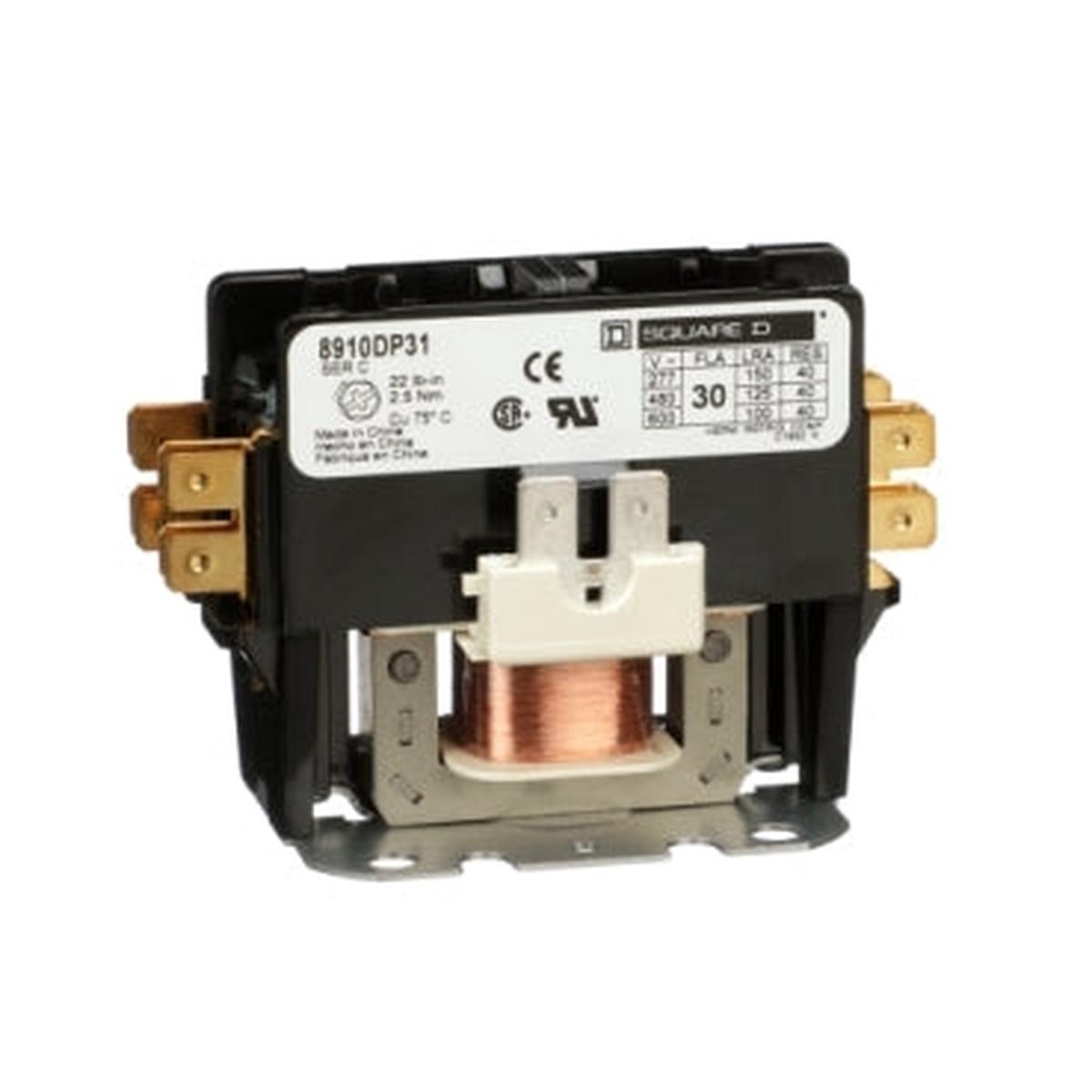 8910DP31V14 – Square D 30A 1 Pole 24VAC Definite Purpose Contactor