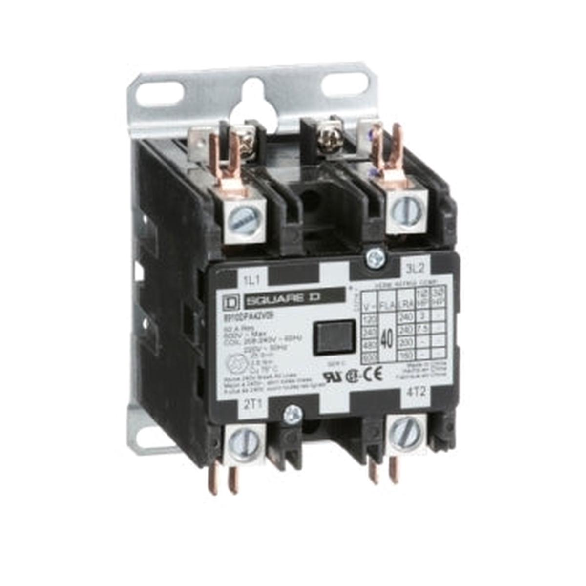 8910DPA42V09 – Square D 40A 2-Pole Definite Purpose Contactor 208-240V Coil 600V Panel Mount
