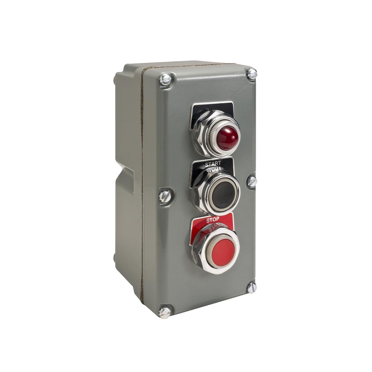 9001KYK317 – Schneider Electric 30mm Harmony K Type Control Station, 3 Push Buttons, 1 NO + 1 NC, 10A, NEMA 3/4/13, Surface Mount