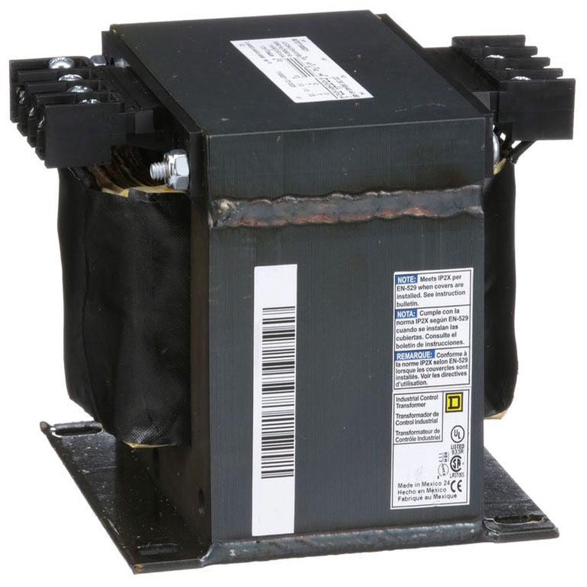 9070T1000D1 – Square D 1000VA 240/480V to 120V 1-Phase Industrial Control Transformer, Open Frame, Panel Mount, UL/CSA/CE Certified