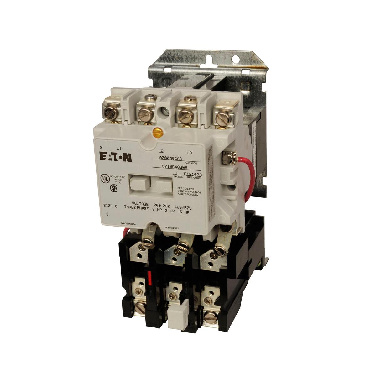 A200M0CAC – Cutler Hammer 18A 600V 3-Pole NEMA Size 0 Magnetic Motor Starter Non-Reversing 120V Coil