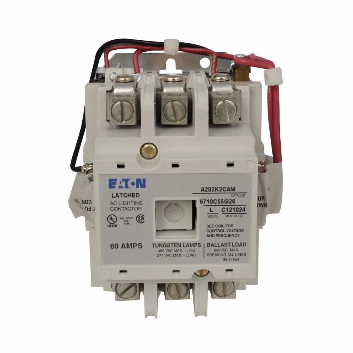 A202K2CA – Cutler Hammer 60A 600V 3 Pole Magnetically Held Lighting Contactor A202 Series