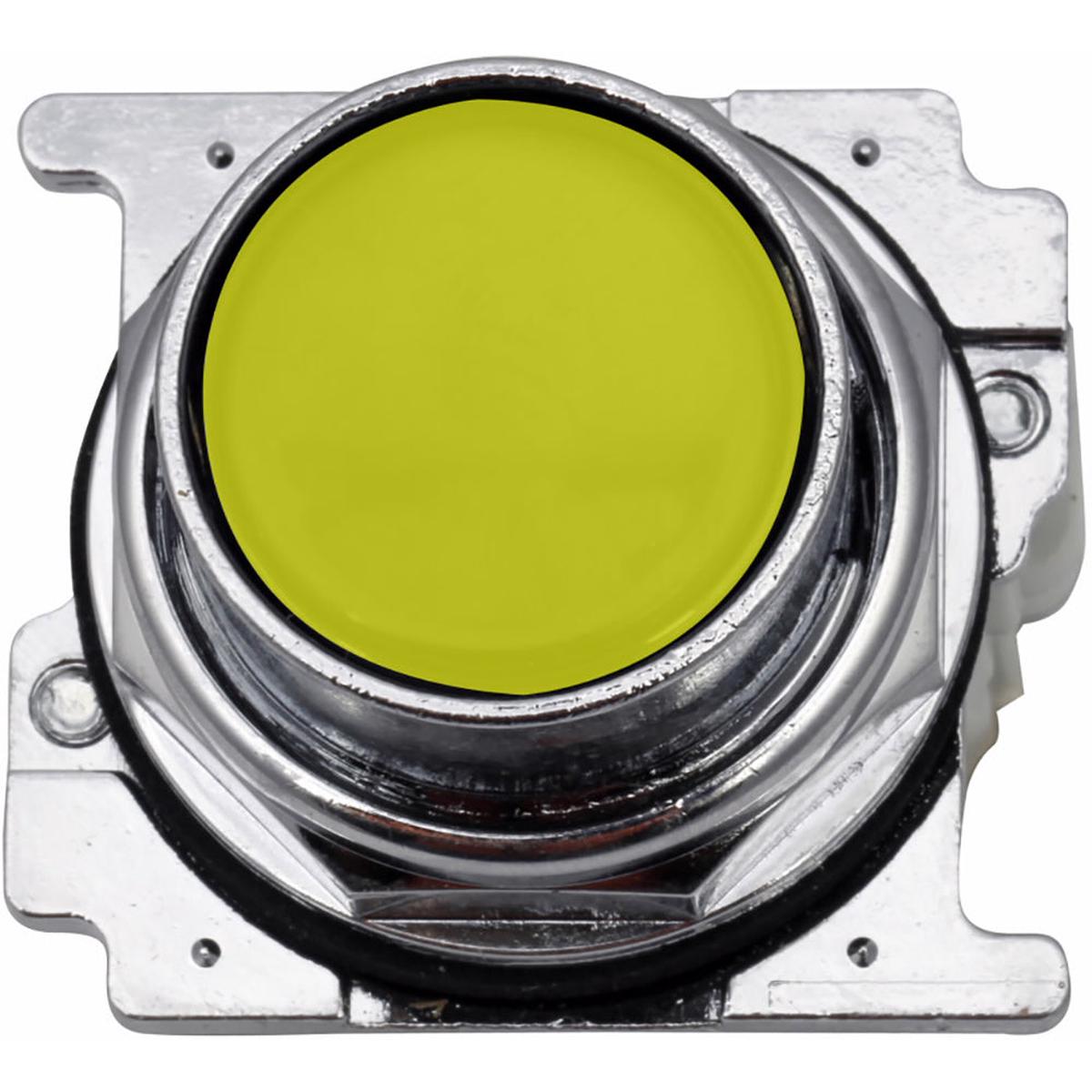 10250T23Y – Cutler Hammer 30.5 mm Heavy-Duty Push Button, Momentary, 1NO, Flush, Yellow Actuator, NEMA 3R/4X, Chrome Bezel