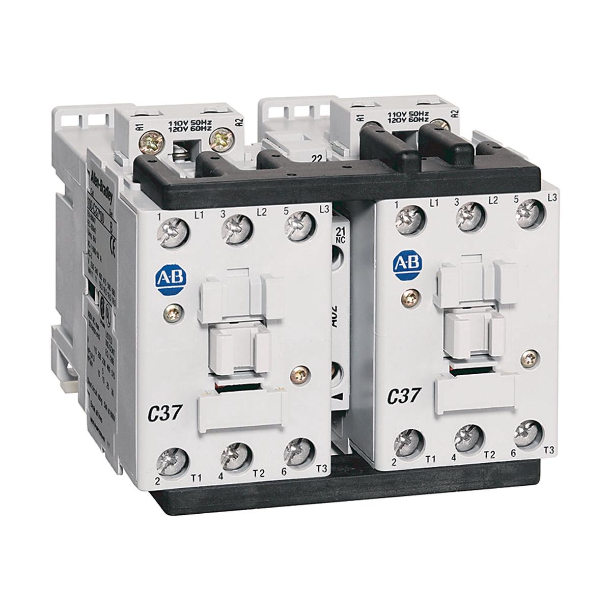 104-C37D22 – Allen-Bradley 37A 3P 120VAC IEC Reversing Contactor with Screw Terminals