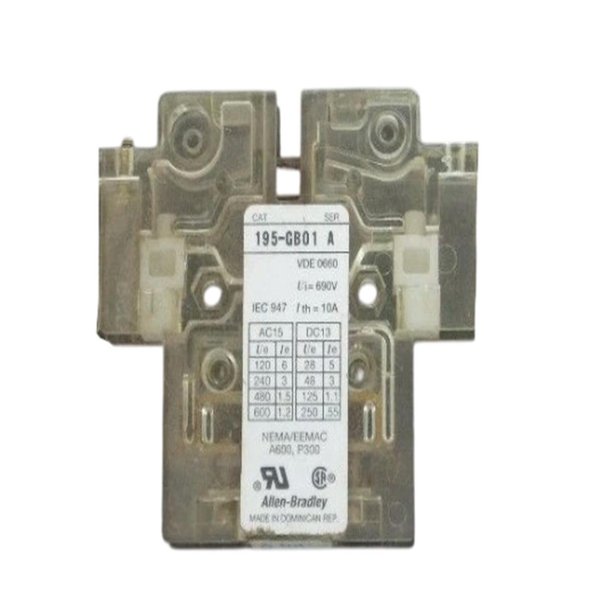 195-GA01 – Allen-Bradley 1NC Auxiliary Contact Block IEC Side Mount