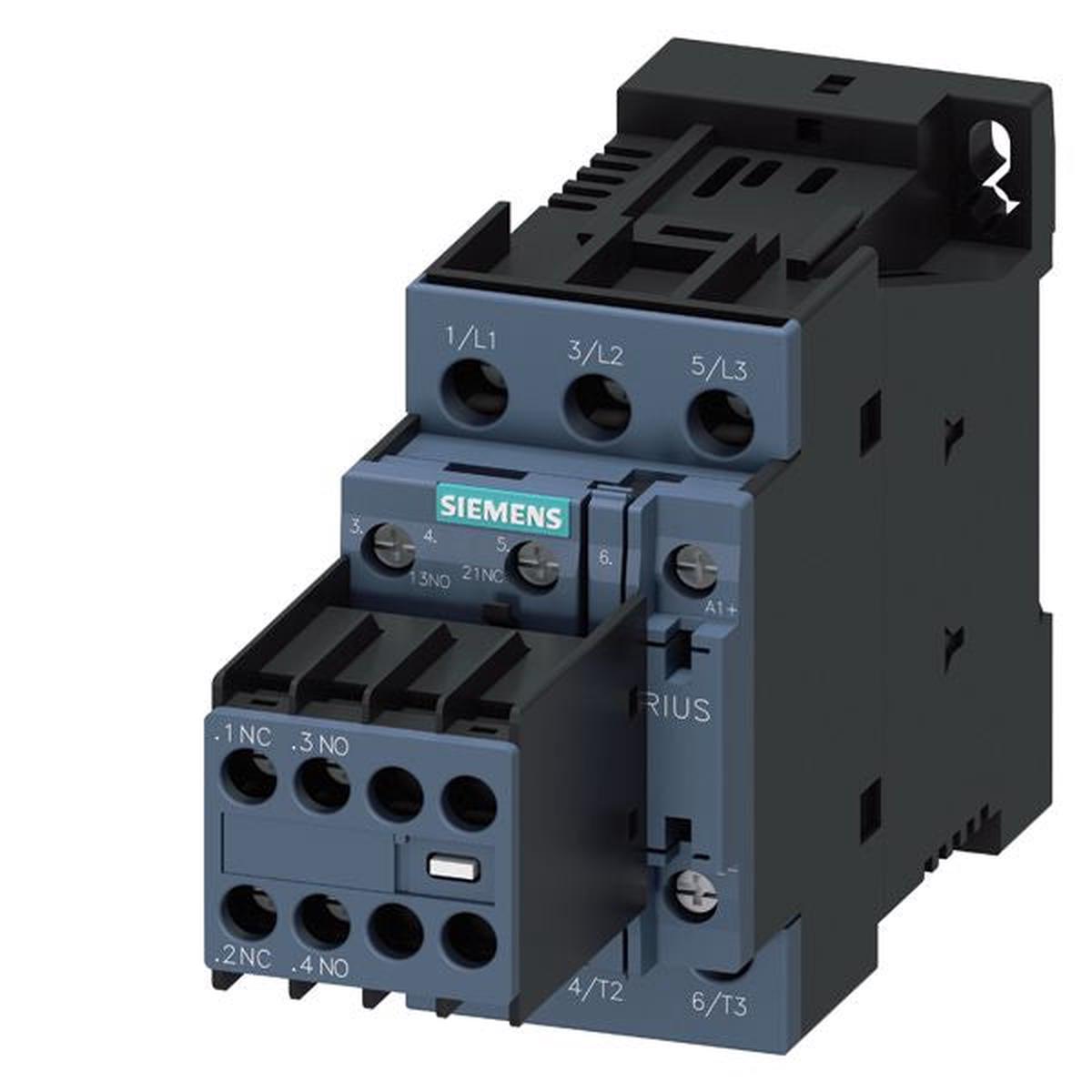 3RT2028-1BF44 – Siemens 38A 3-Pole Power Contactor AC-3 18.5kW 400V 110V DC Auxiliary Switch