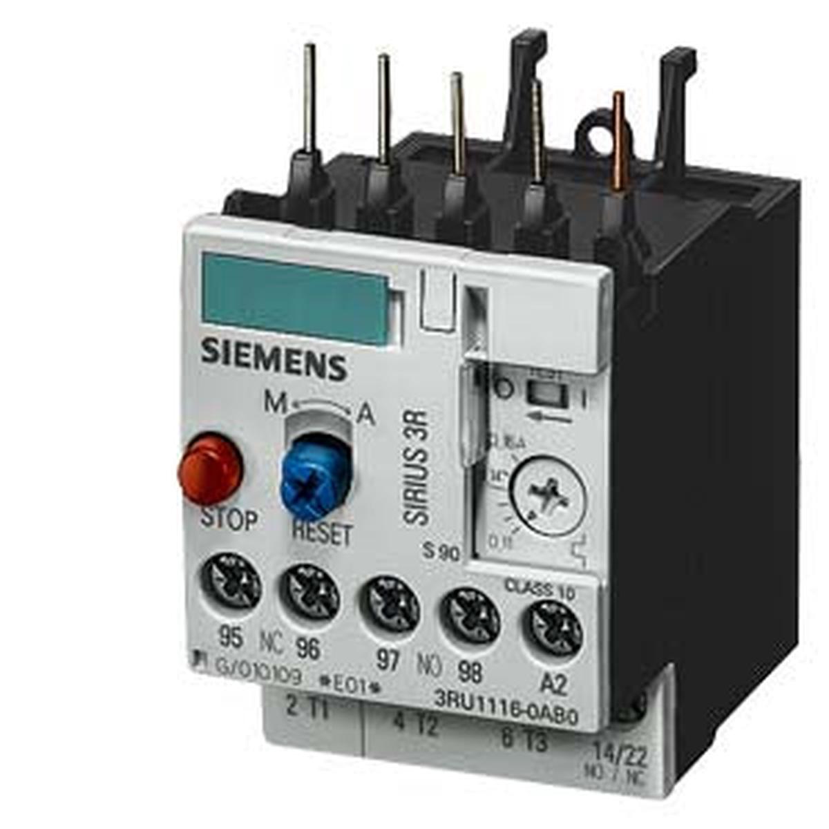 3RU1116-1AB0 – Siemens Sirius 3RU11 Thermal Overload Relay 1.1-1.6A Size S00 Class 10