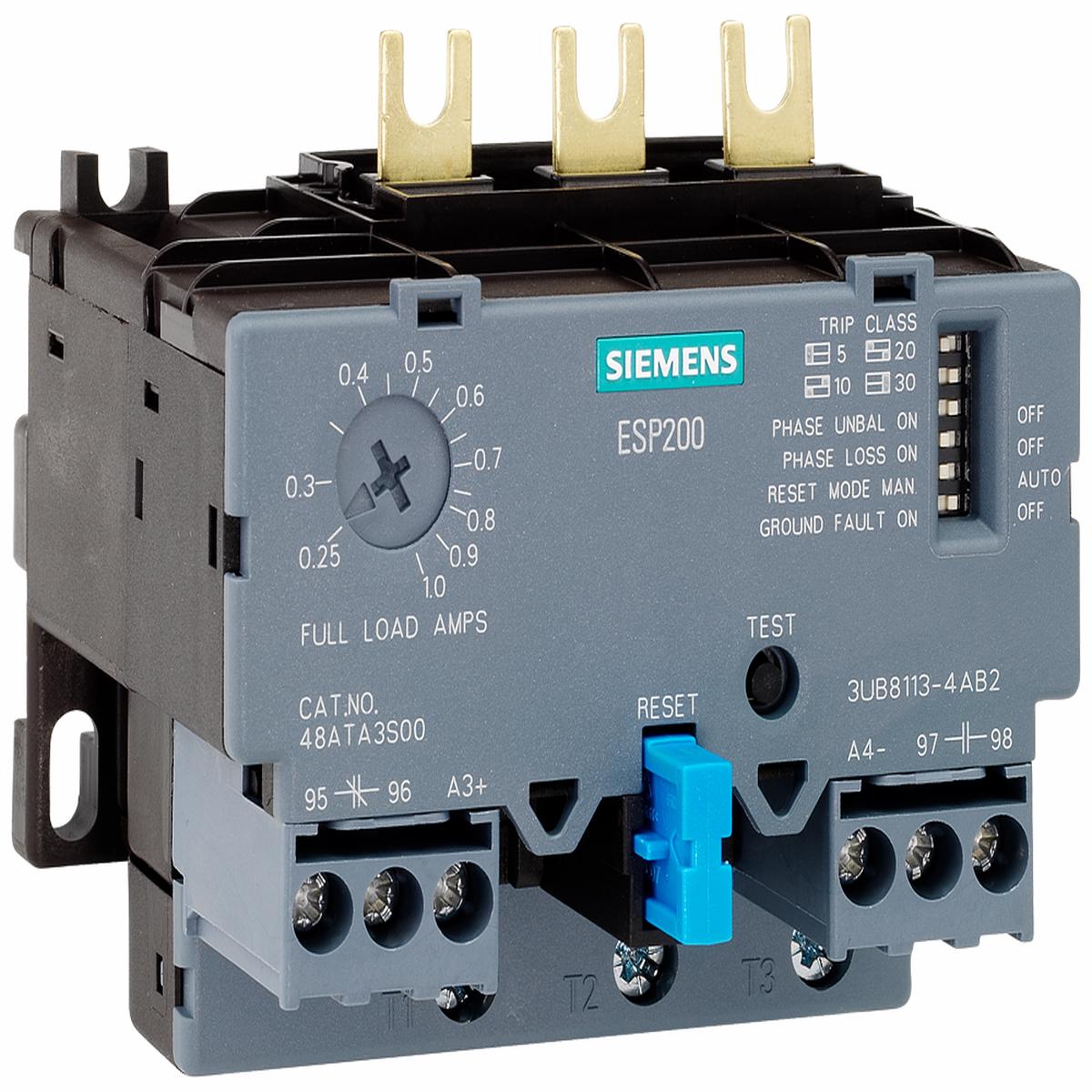 3UB8113-4BB2 – Siemens ESP200 Solid State Overload Relay 0.75-3.4A 3-Phase Direct Mount