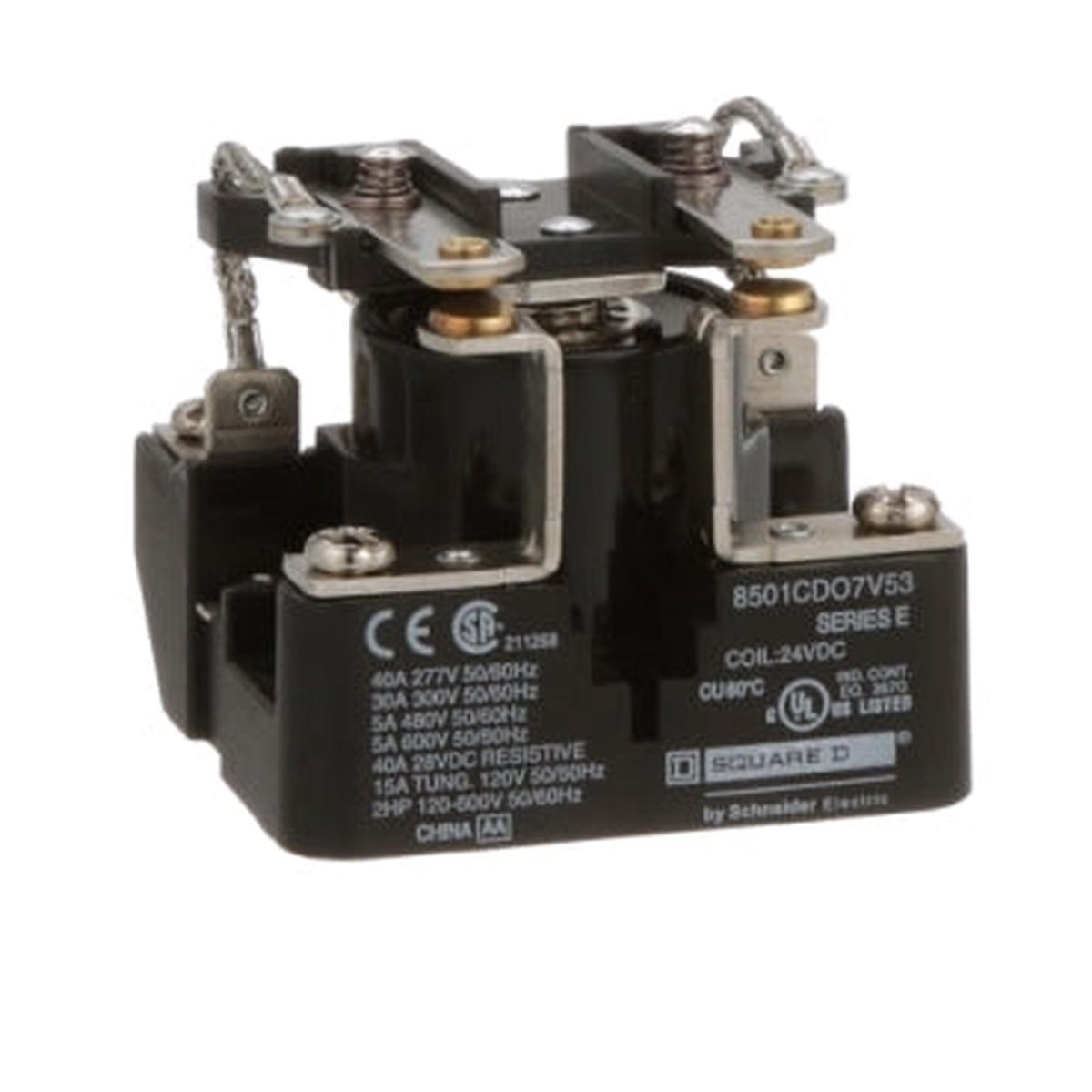 8501CDO7V53 – Square D Power Relay Type C 30A Resistive 24VDC Coil DPST 2 NO Contacts