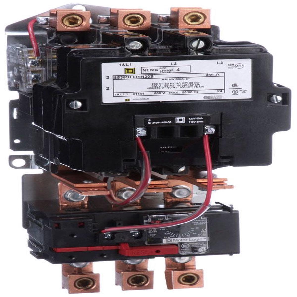8536SFO1V02H30S – Square D 135A 600V 3-Pole NEMA Size 4 Non-Reversing Motor Starter with 120V Coil
