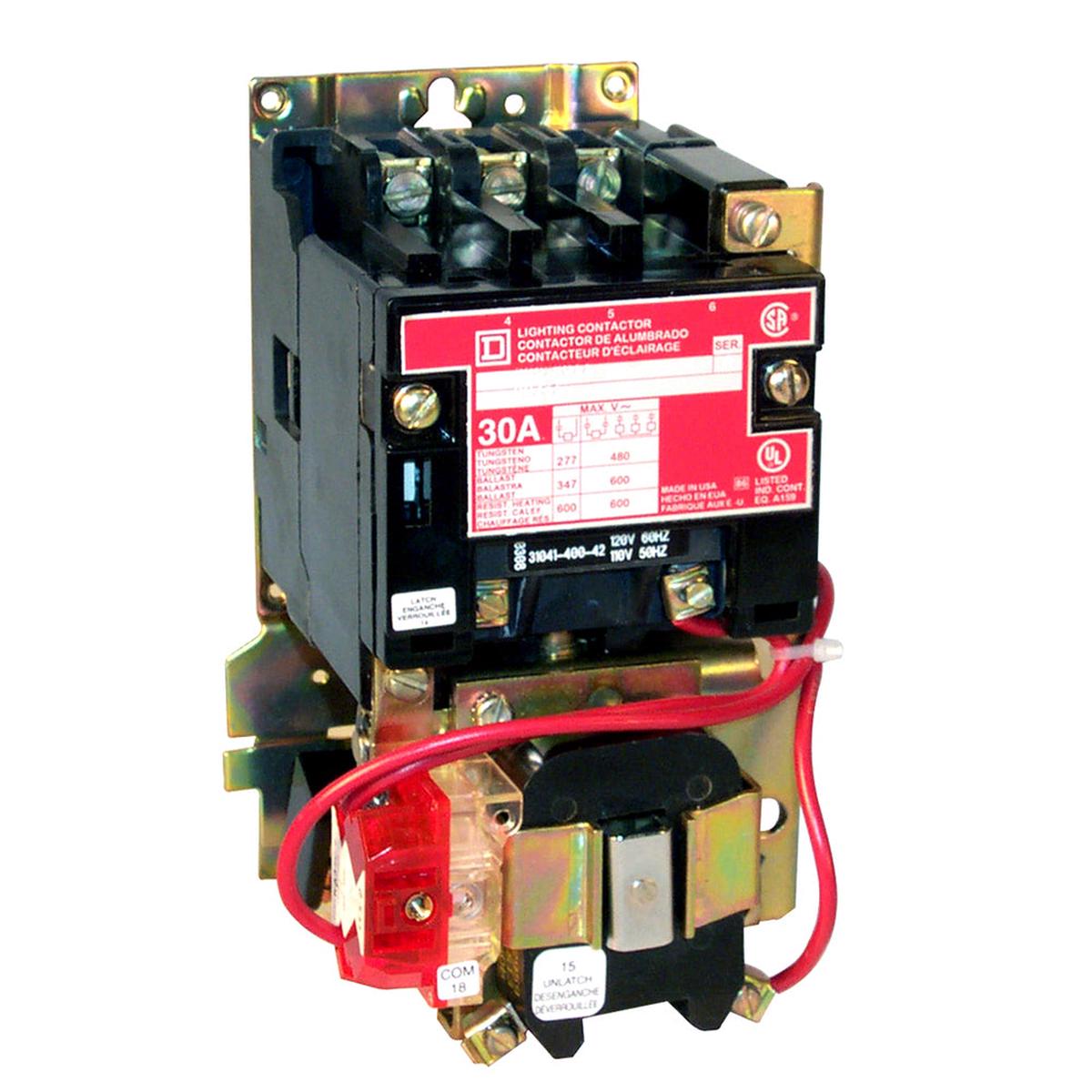8903SMO10V02 – Square D 30A 600V 2-Pole Mechanically Held Lighting Contactor 110/120V AC Coil