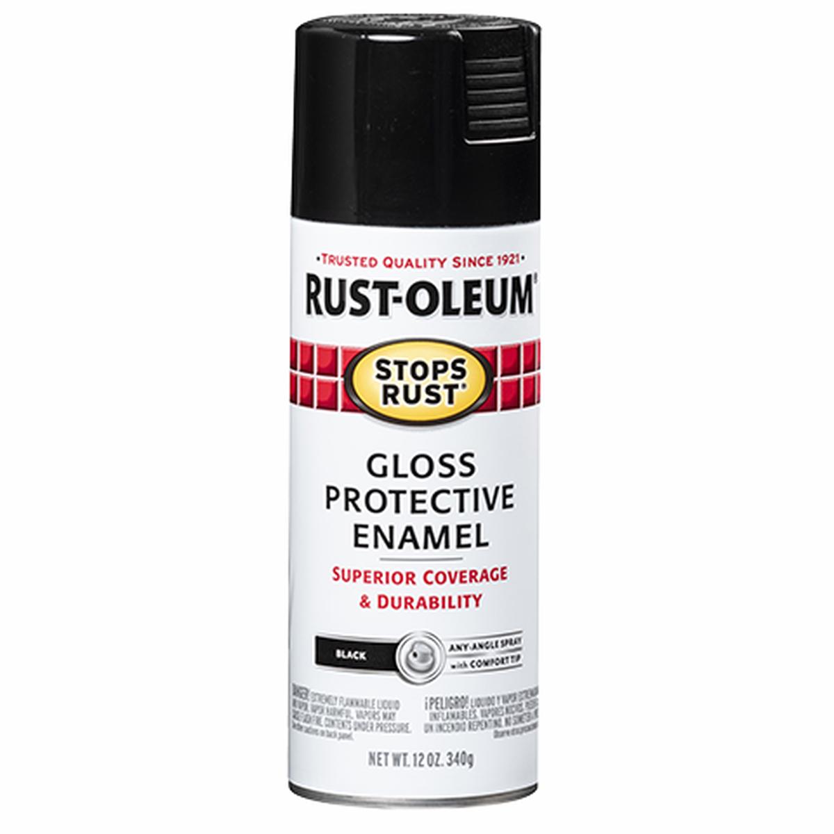 12 OZ Stops Rust Protective Enamel Spray Paint – Gloss Black